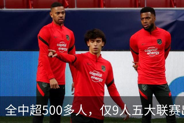 全中超500多人，仅9人五大联赛出场超20次，武磊进球最多，第1出场167次